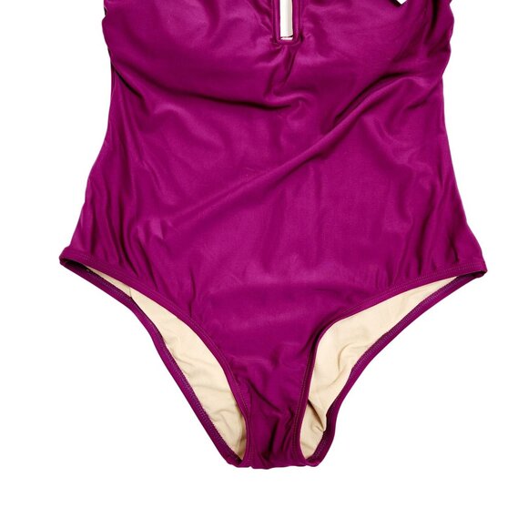 Shade & Shore Purple One-Piece Swimsuit Keyhole Neckline Size L Coverage - Picture 5 of 8